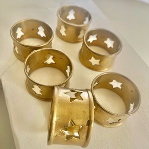 Vintage Brass Holiday Napkin Rings